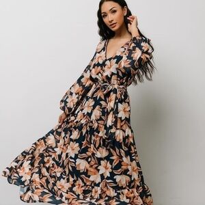 Flying Tomato Floral Maxi Dress - Navy and Peach
